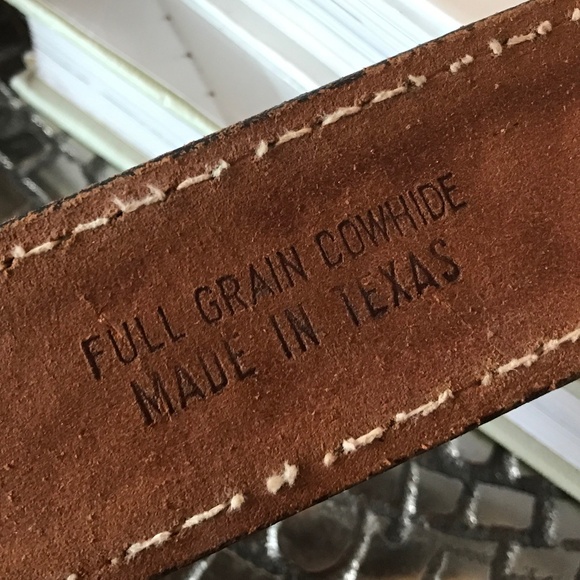 WESTERN LEATHER BELT GERMAN SILVER BUCKLE - Picture 8 of 10